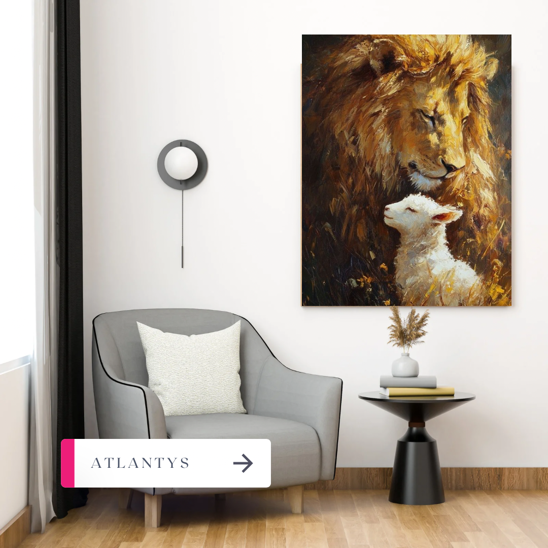 Peace of Power – Lion & Goat Canvas Frame