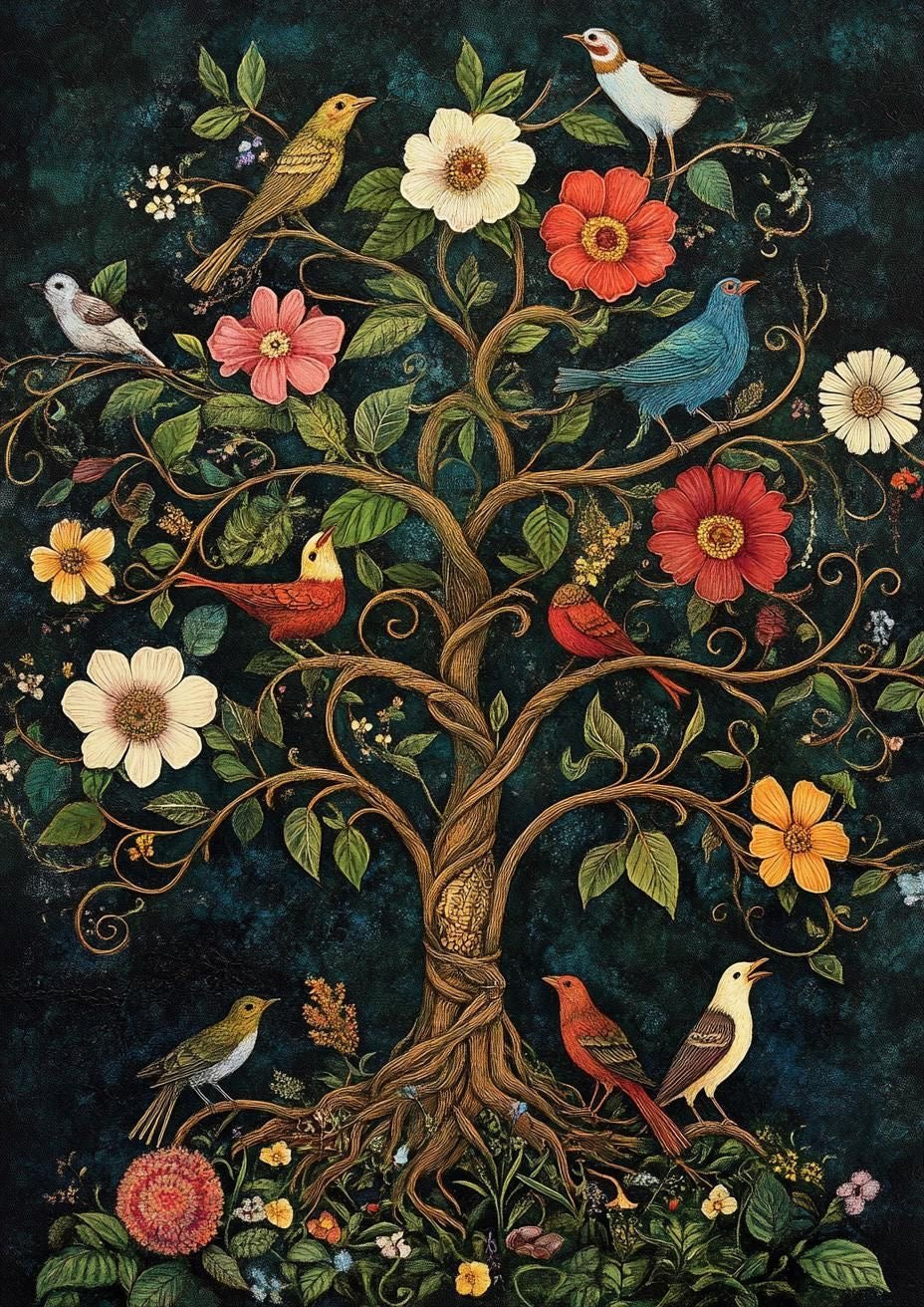 Blossoms of Life – Floral Tree Canvas