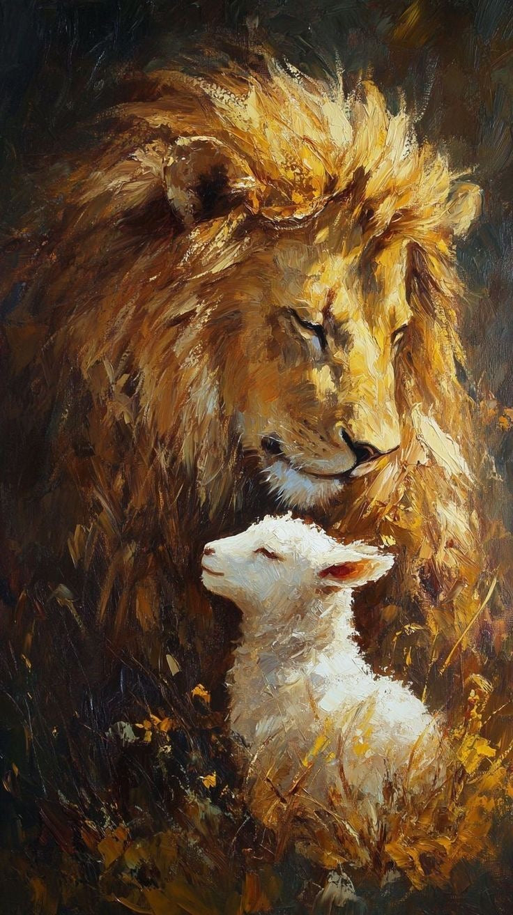 Peace of Power – Lion & Goat Canvas Frame